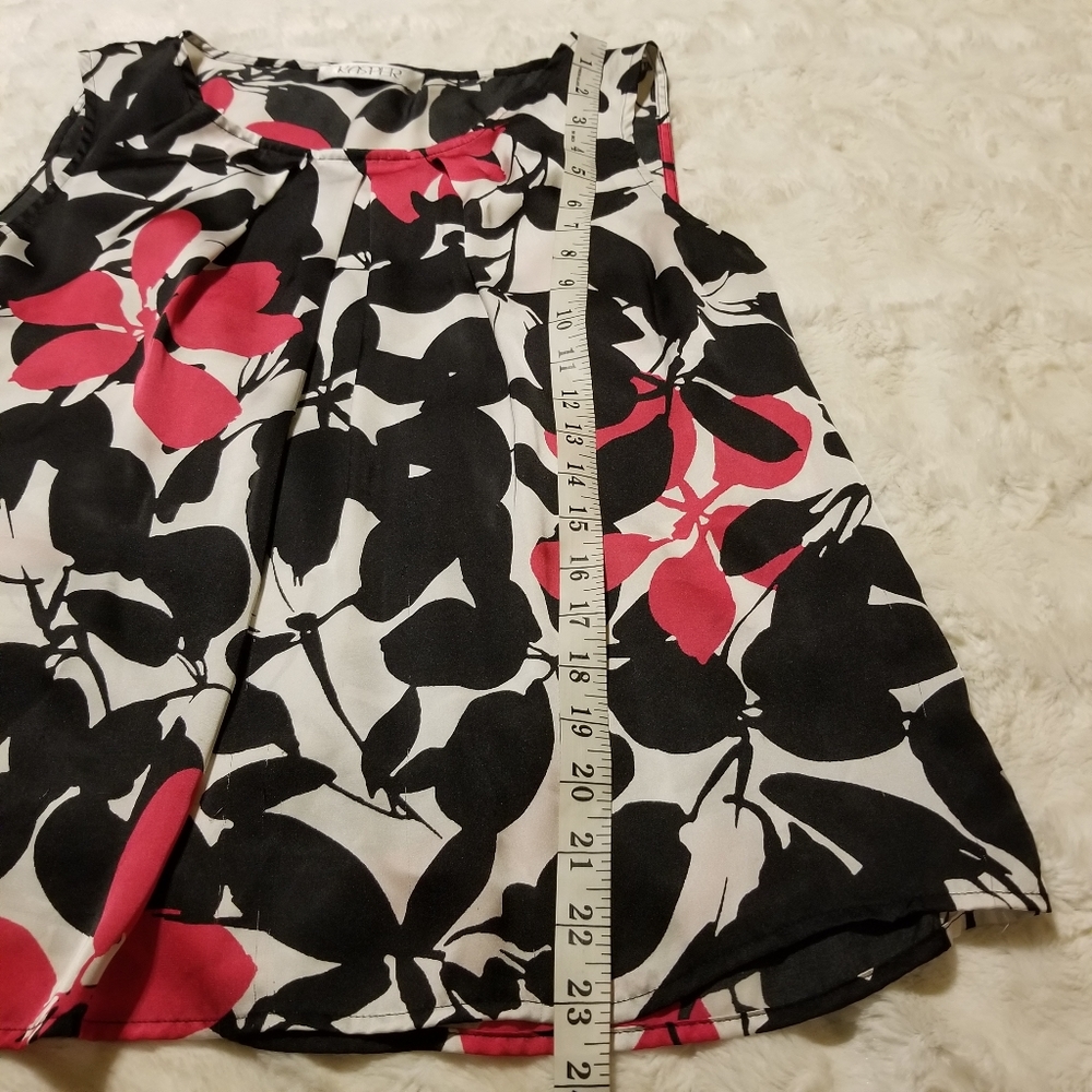 Kasper Top Womens Sleeveless Blouse Floral Black White Size Medium - Picture 5 of 7